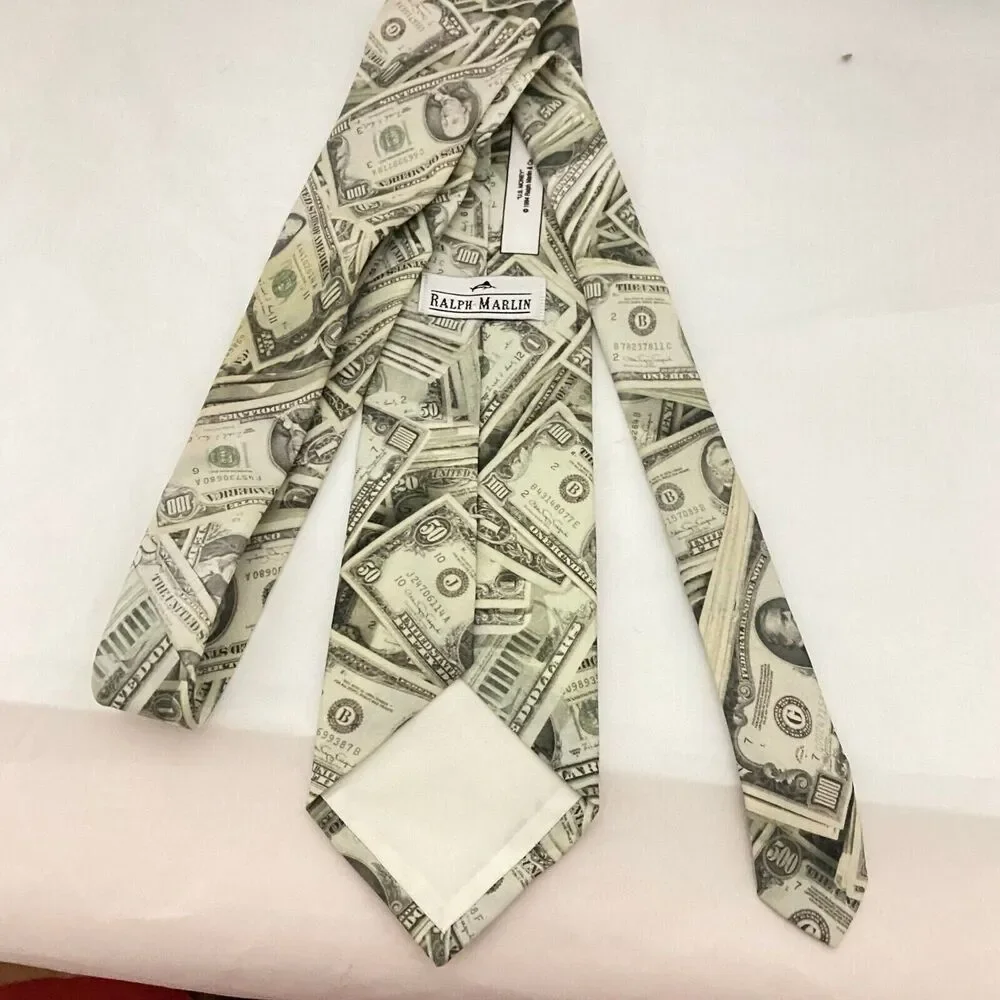 #5645 Ralph Marlin Mens Money Novelty dollas Necktie, Tie 56X3.75